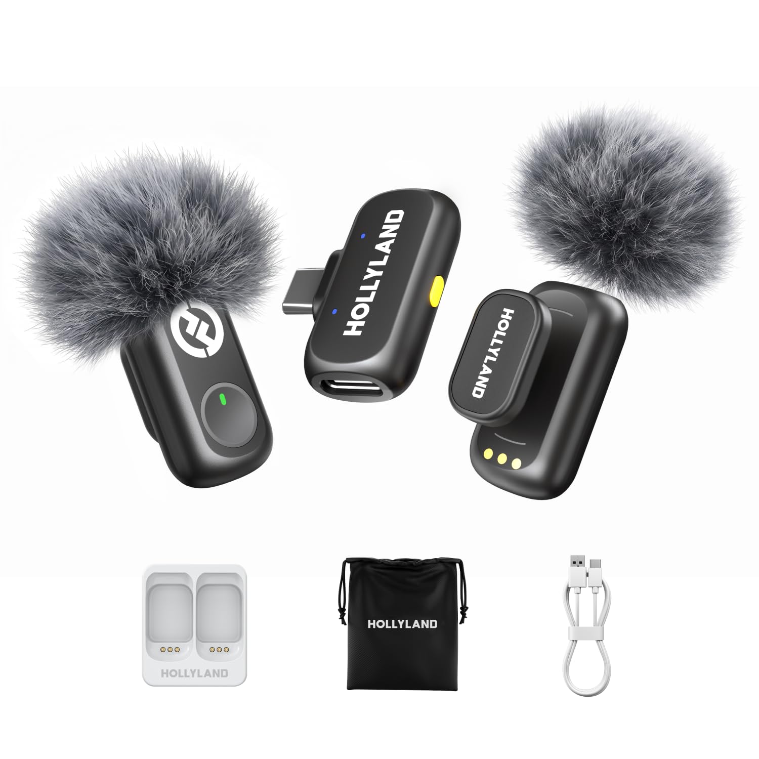 Hollyland Lark A1(2TX + USB-C RX), Wireless Microphone for iPhone & Android