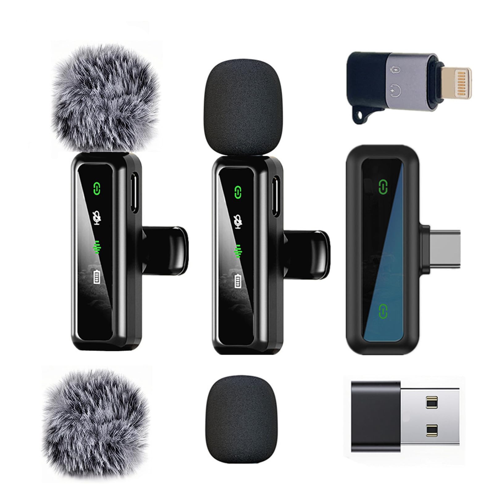 Wireless Lavalier Microphone for iPhone - iPad, Android Phone Computer, Mini Microphone for Live Streaming, Video Recording, Outdoor or Indoor Interviews, YouTube, TikTok, Vlog (Black)