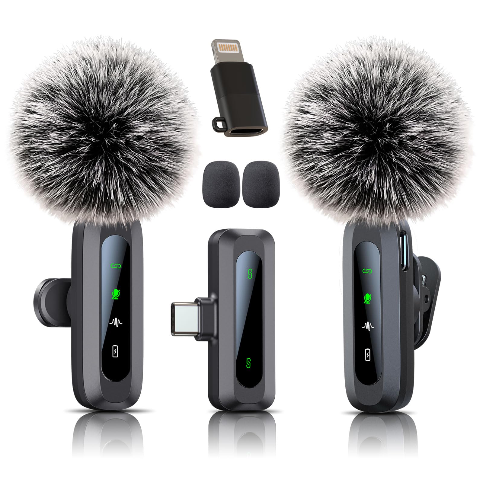 Wireless Mini Microphone for iPhone 15/16/17, iPad, Android, Wireless Lavalier Microphone with Noise Reduction, Portable USB C Lapel Mic for Video Recording, Vlog, Tiktok, YouTube